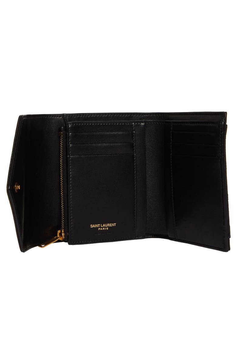Saint Laurent Gaby Quilted Compact Trifold Wallet, Alternate, color, 
