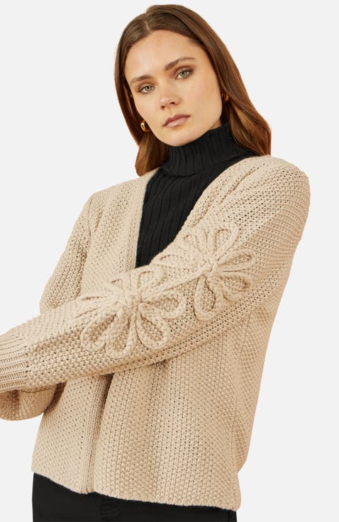 Flower Detail Long Sleeve Cardigan