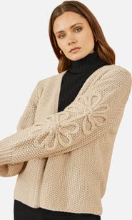 Yumi Flower Detail Long Sleeve Cardigan