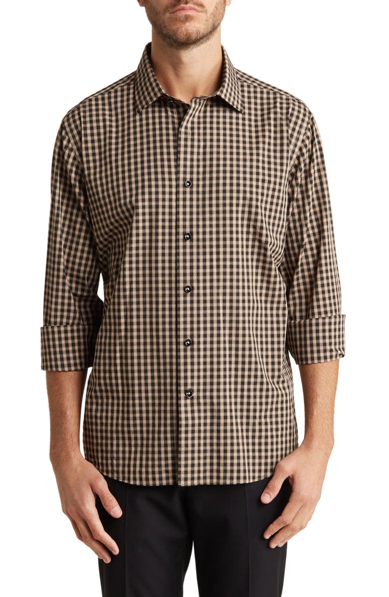 Lorenzo Uomo Check Print Trim Fit Long Sleeve Button-Up Shirt, Main, color,