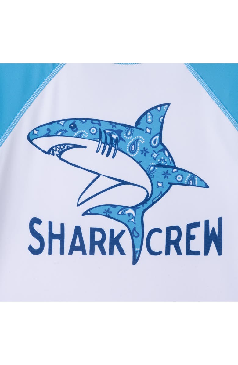 Andy & Evan Kids' Sailboat Long Sleeve Two-Piece Rashguard Swimsuit, Alternate, color, Blue Shark