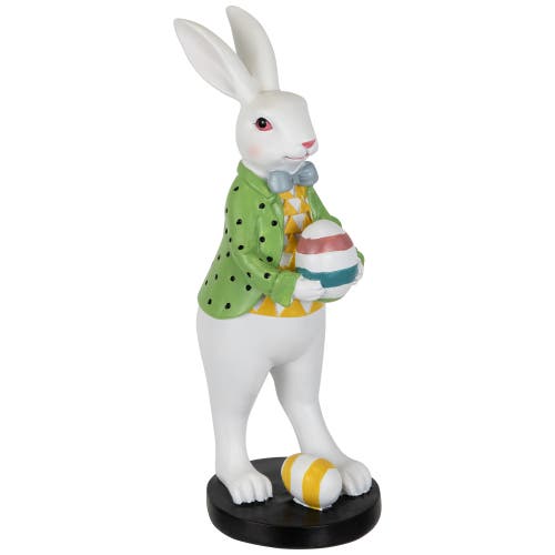 Northlight Rabbit Holding Easter Egg Outdoor Garden Statue In Multi