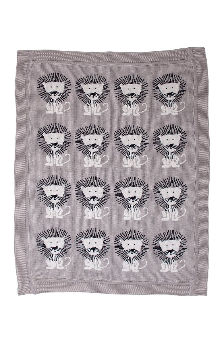 PARKLAND COLLECTION Lion King Transitional Light Grey Knitted 32" x 40" Baby Blanket, Main, color, Light Grey