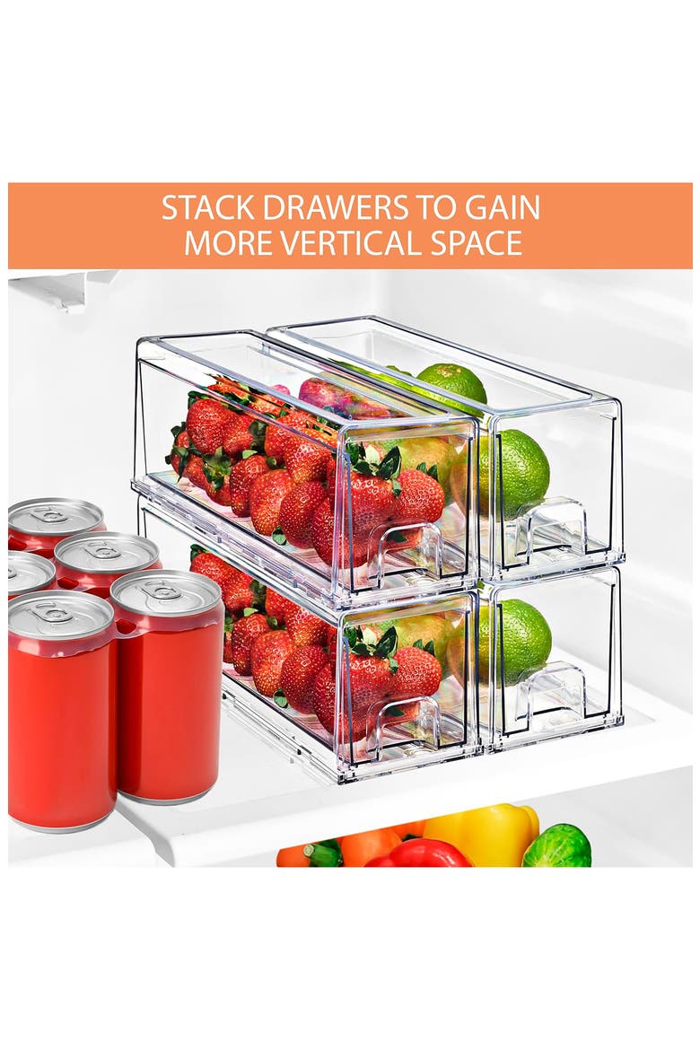 4-Pack Stackable Small Clear Storage Bins, Alternate, color, CLEAR