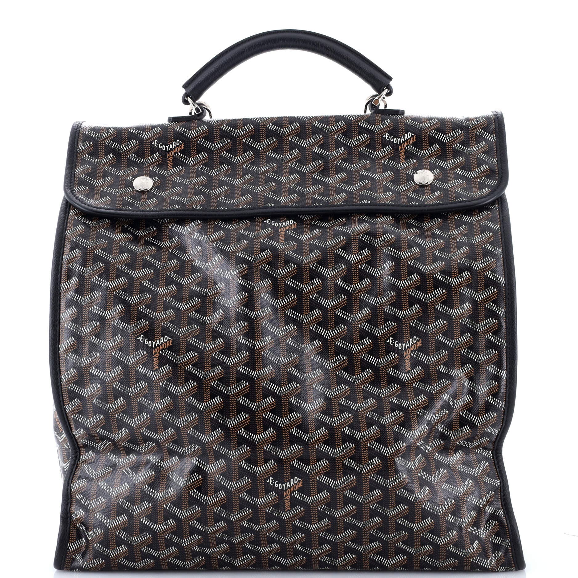 Pre-Owned Goyard Saint Leger Briefcase Backpack Coated Canvas, Main, color, Black