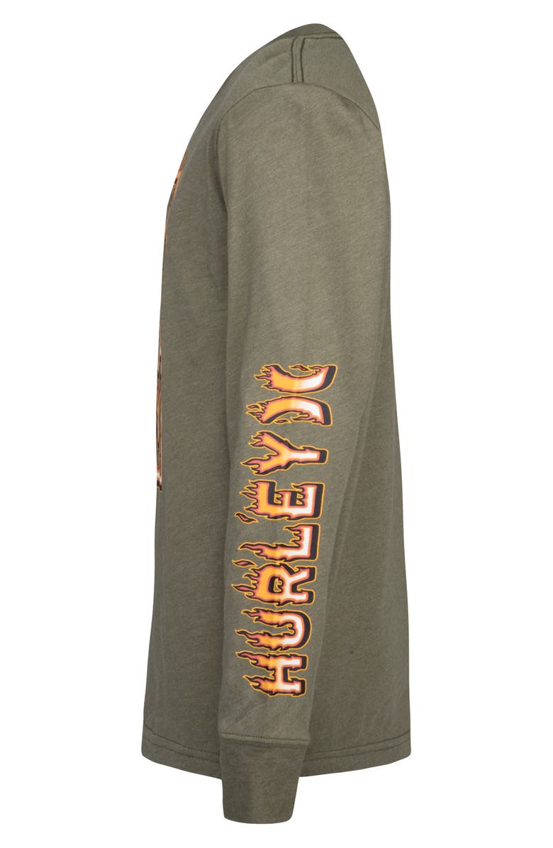 Hurley Kids' Flame Stack Graphic Long Sleeve Graphic T-Shirt, Alternate, color, Charcoal Heather