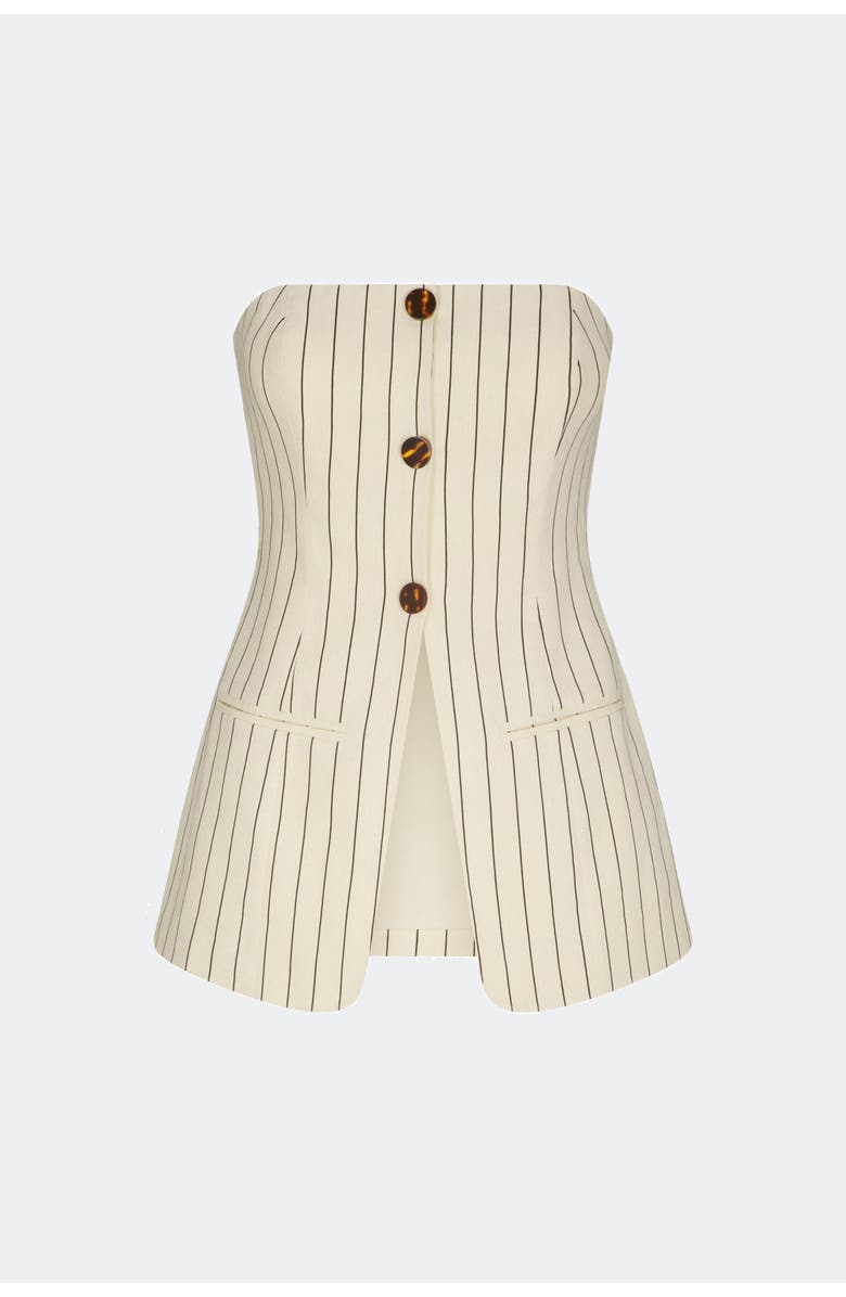 SIMONMILLER Mori Strapless Linen Top - Cream Pinstripe, Main, color, Cream Pinstripe