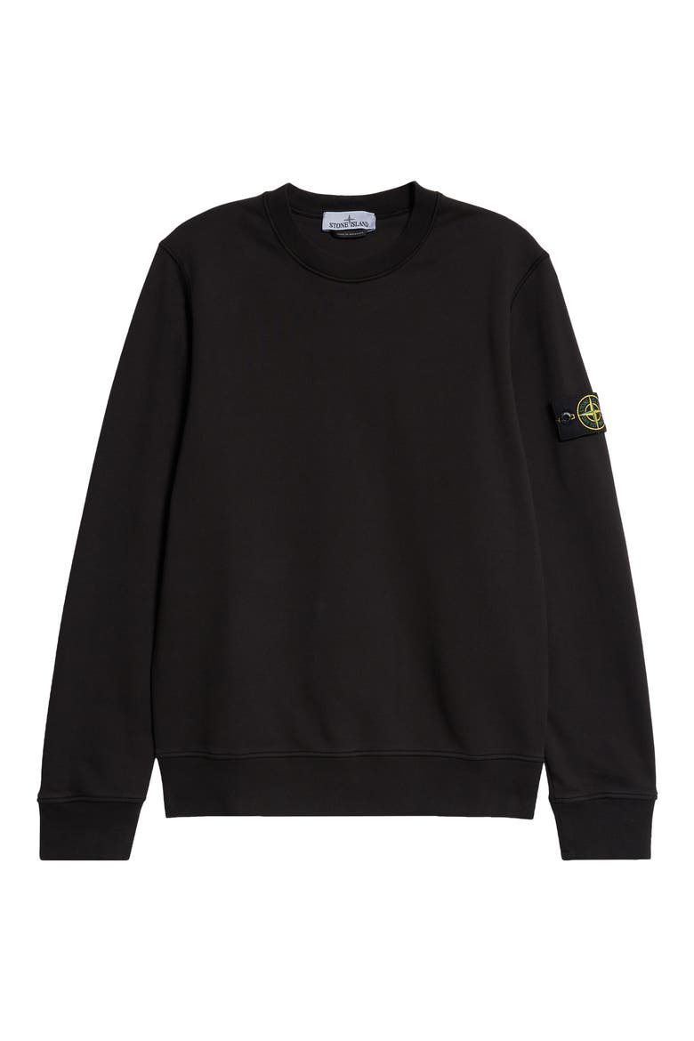 Crewneck Cotton Fleece Sweatshirt, Alternate, color, BLACK