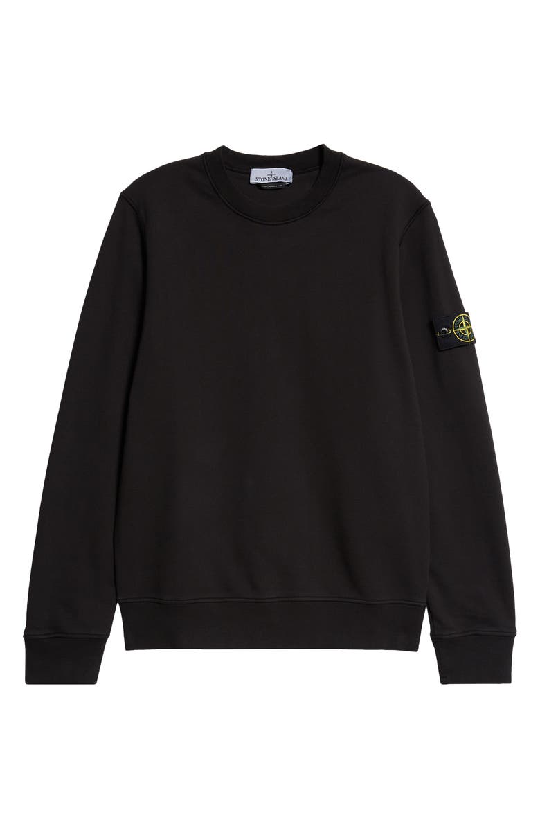 Stone Island Crewneck Cotton Fleece Sweatshirt, Alternate, color, Black