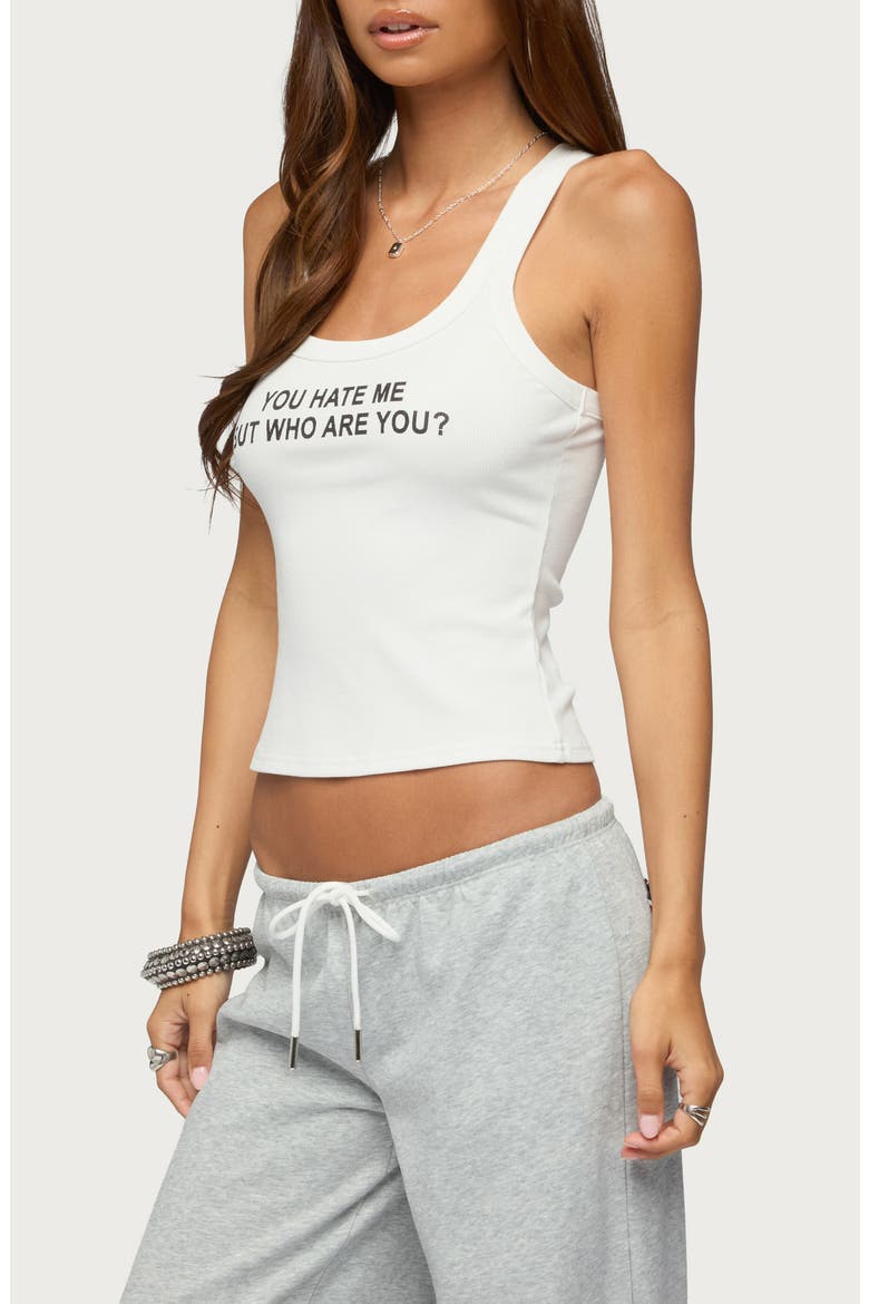 Who Are You Rib Tank, Alternate, color, WHITE
