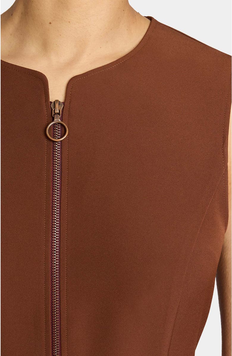 Santorelli Sunny Sleeveless Midi Dress in Stretch Crepe, Alternate, color, Dark Chestnut