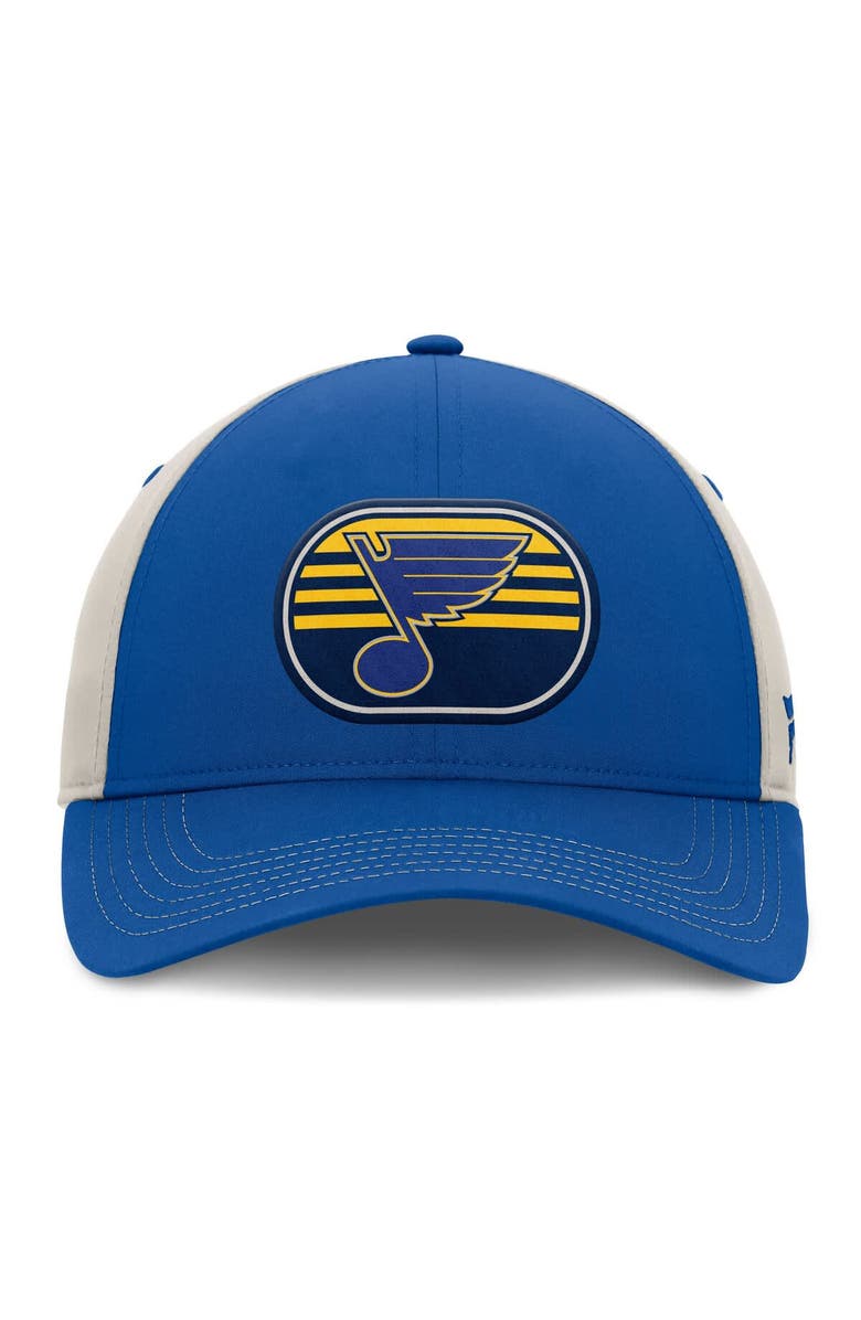 FANATICS Men's  Fanatics  Blue/Gray St. Louis Blues 2025 Stanley Cup Playoffs Locker Room Trucker Adjustable Hat, Alternate, color, 