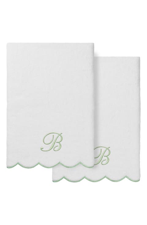 Scallop Personalized Monogram 2-Piece Towel Set
