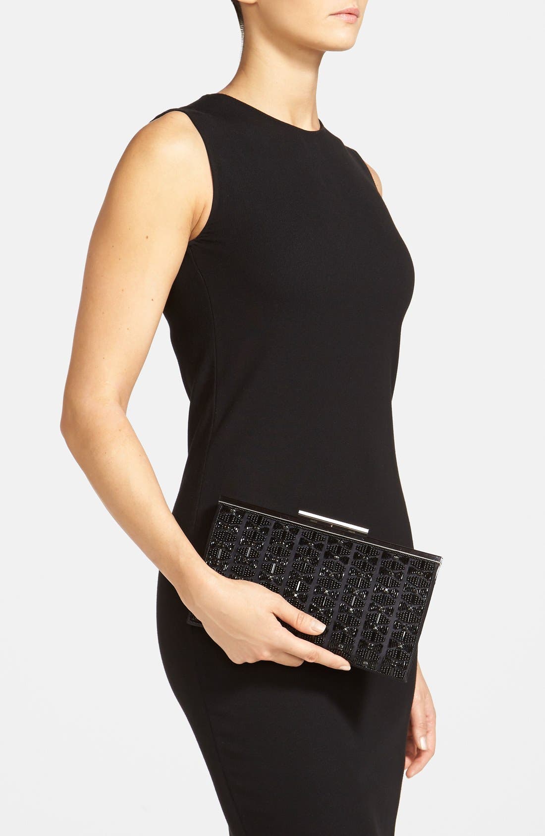 Crystal Bead Clutch, Alternate, color, BLACK