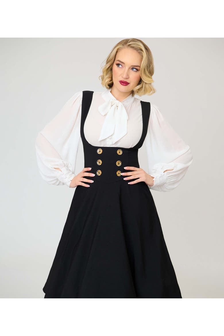 Corset Pinafore Skirt, Alternate, color, Black Solid