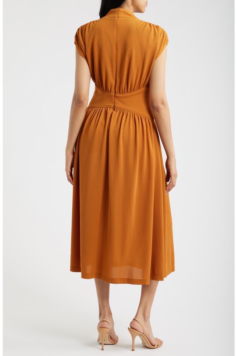 V-Neck Midi Dress, Alternate, color, BRONZE