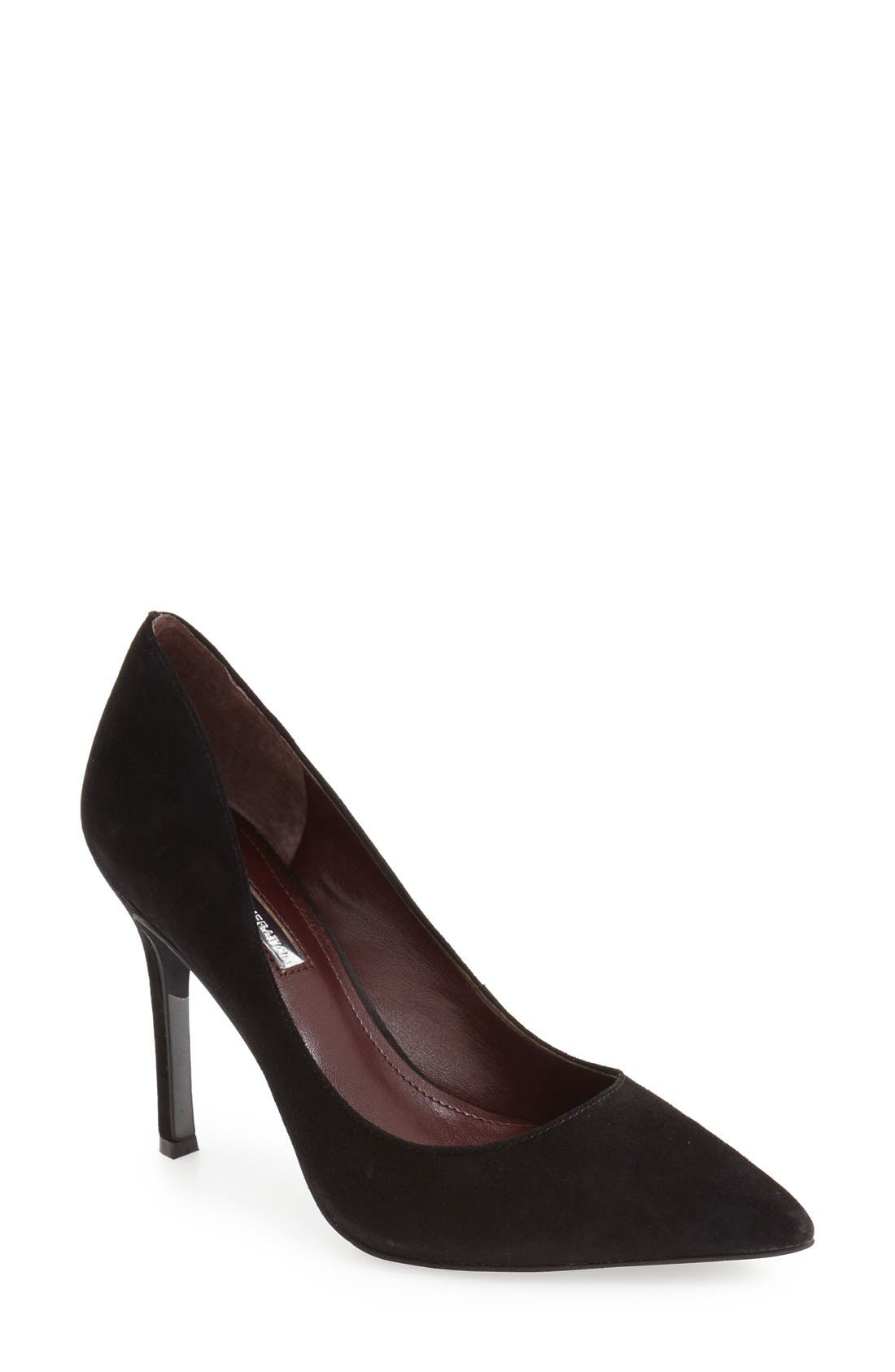 'Treasure' Pointy Toe Pump, Main, color, BLACK SUEDE