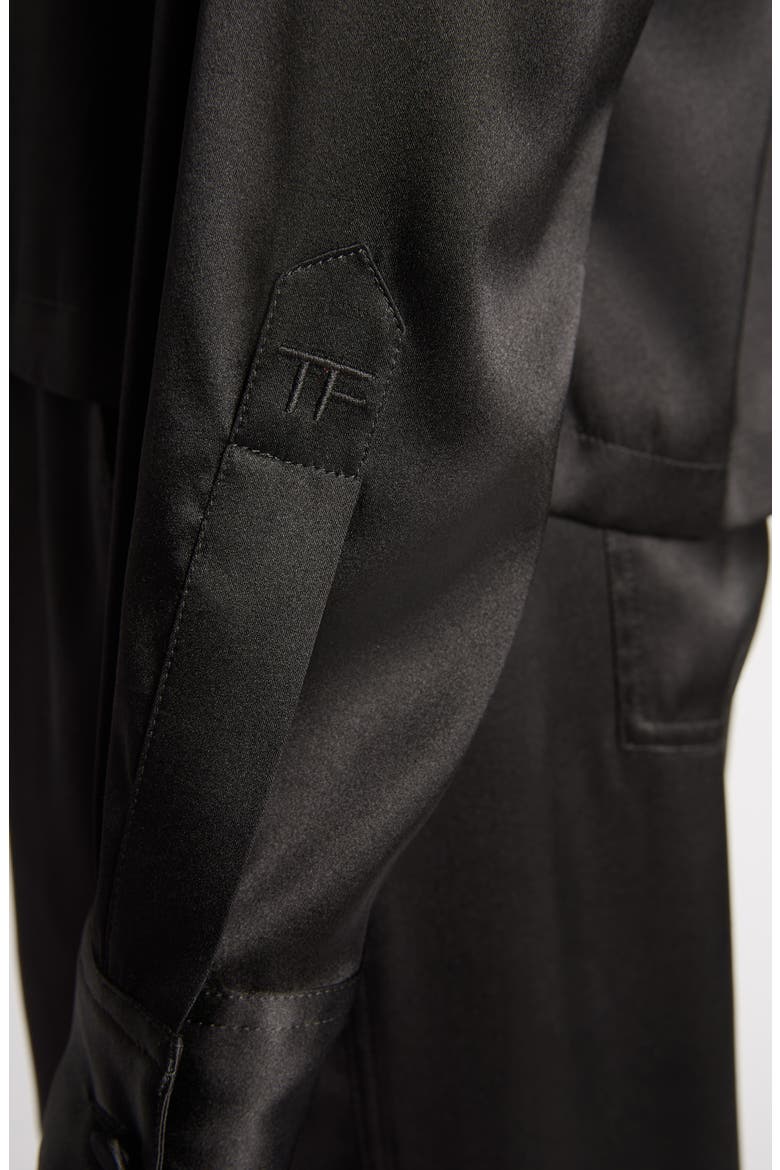 Stretch Silk Satin Polo, Alternate, color, BLACK
