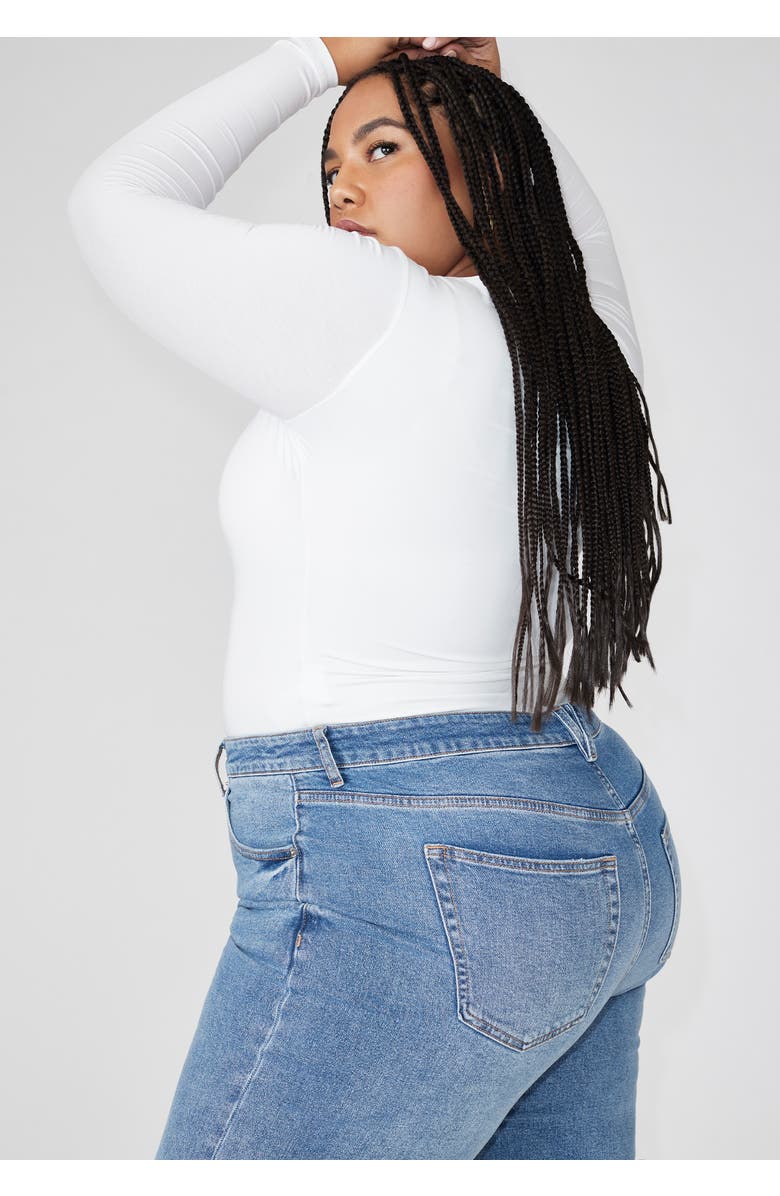 ELOQUII The Naomi Comfort Stretch Straight Leg Jean, Alternate, color, Medium Wash Denim