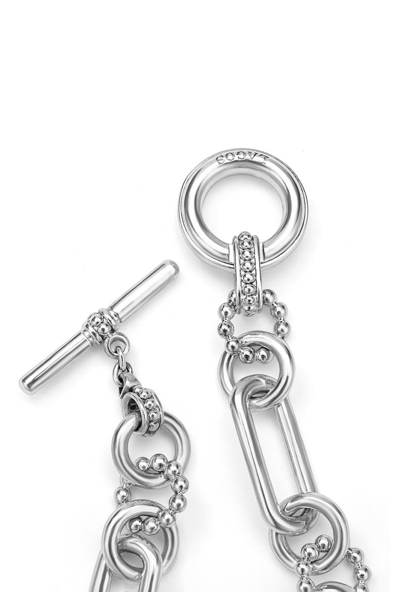 Signature Caviar Sterling Silver Link Bracelet, Alternate, color, SILVER