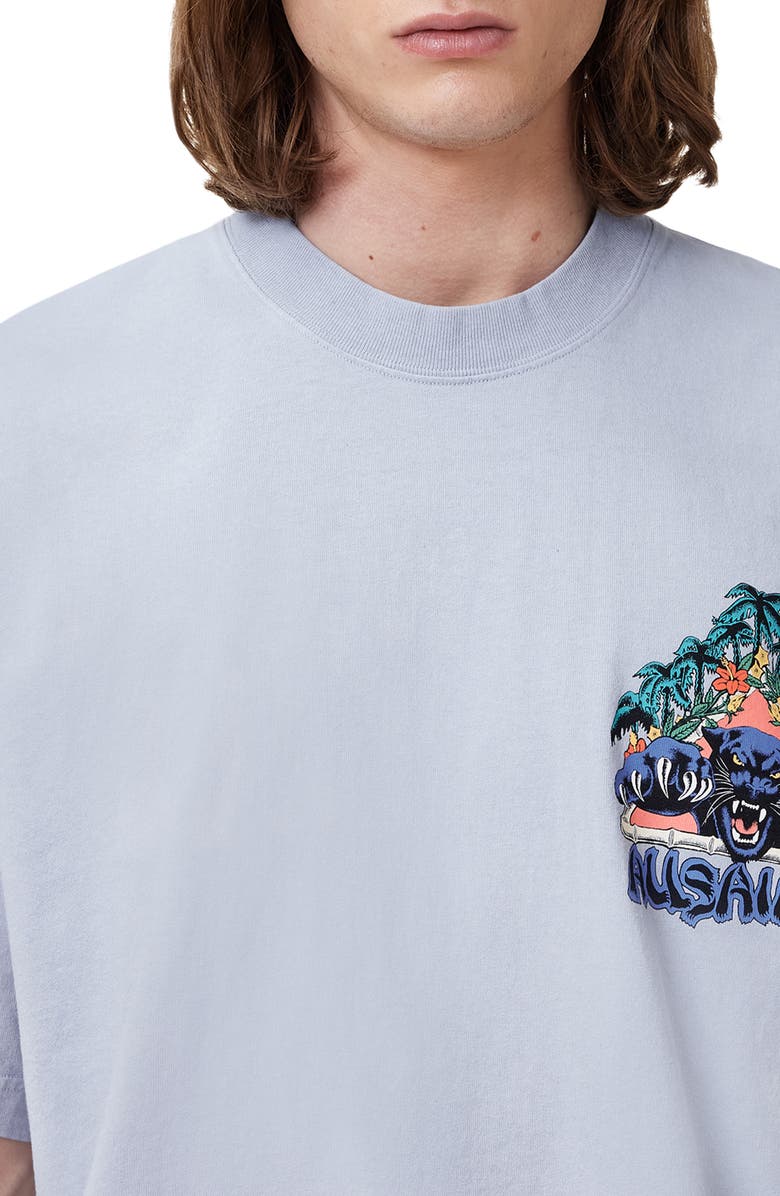 AllSaints Pounce Graphic T-Shirt, Alternate, color, Willow Blue