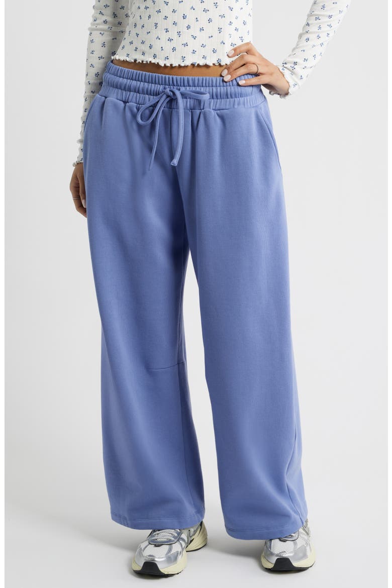 Barrel Leg Fleece Sweatpants, Main, color, BLUE FROST