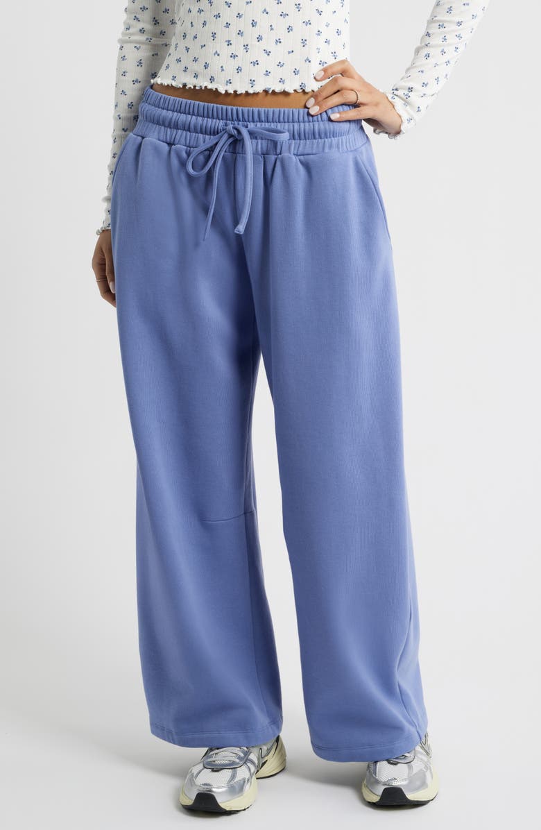 BP. Barrel Leg Fleece Sweatpants, Main, color, Blue Frost