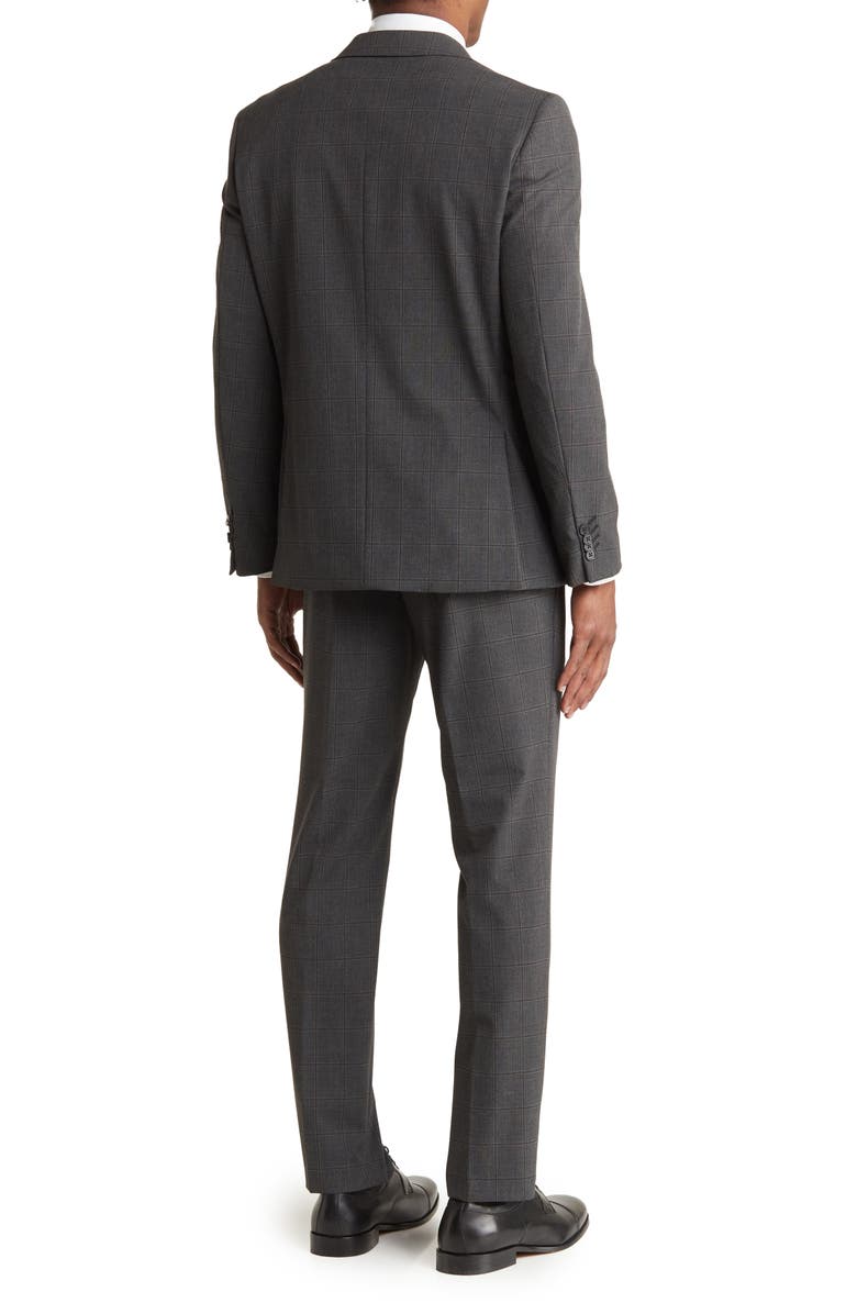 SAVILE ROW CO Charcoal Grey Plaid Notched Lapel Suit, Alternate, color,