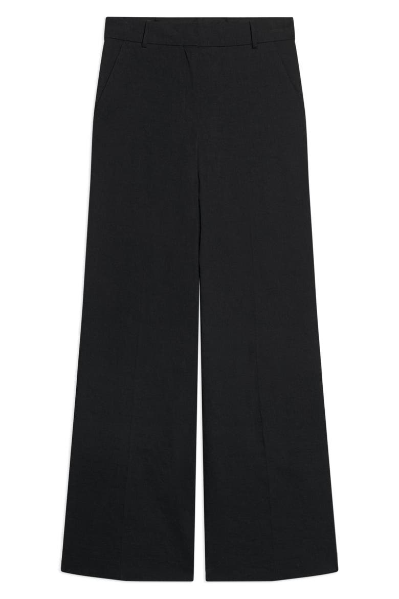 Linen Blend Wide Leg Pants, Alternate, color, BLACK