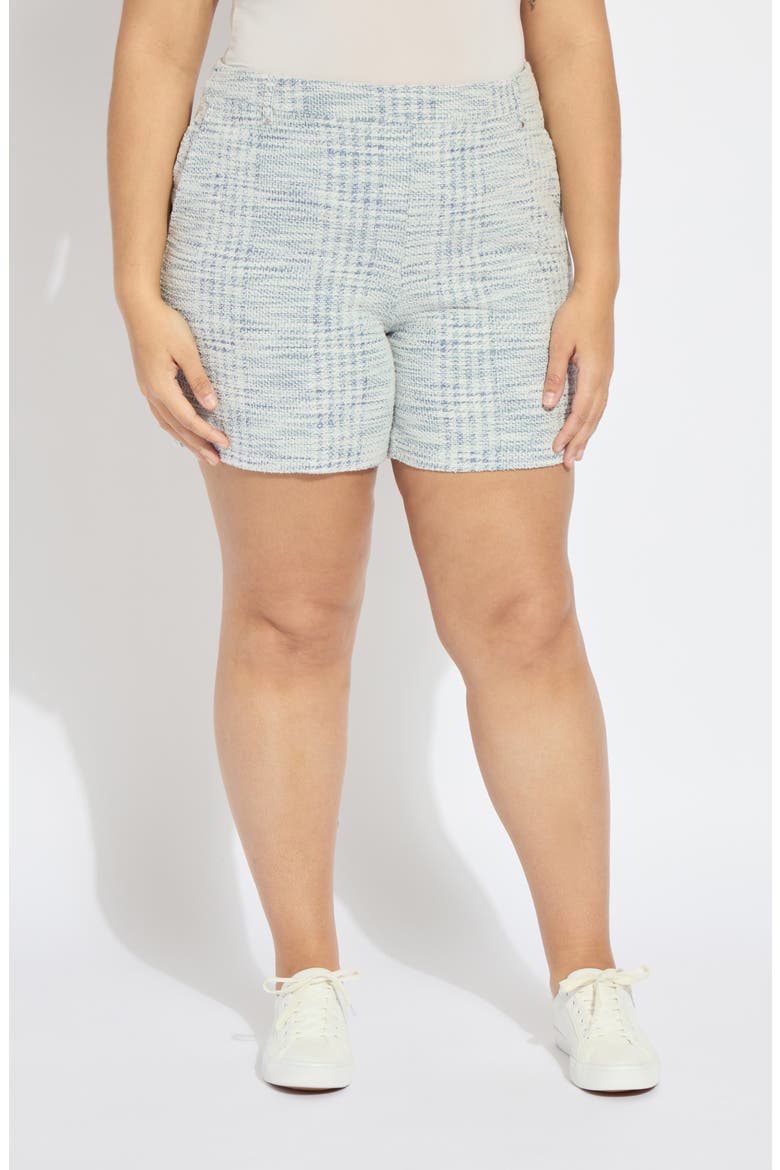 Lily Pull-On Mid Thigh Summer Tweed Shorts, Main, color, AZZURO TWEED