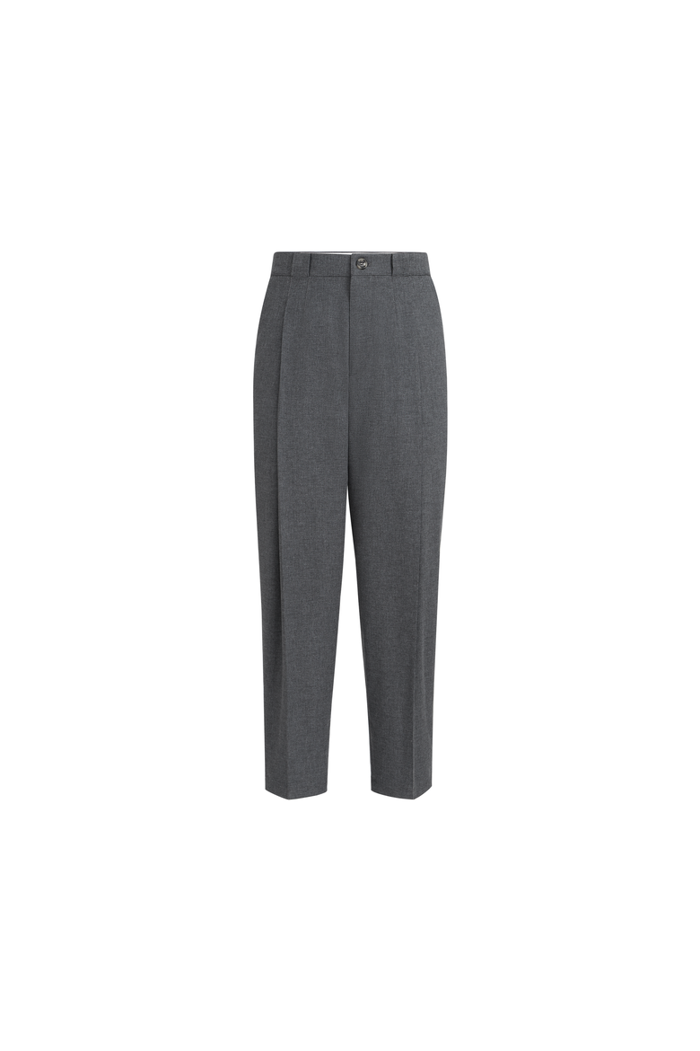 Virgin wool, cotton and silk mouliné trousers with pleat, Alternate, color, Anthracite