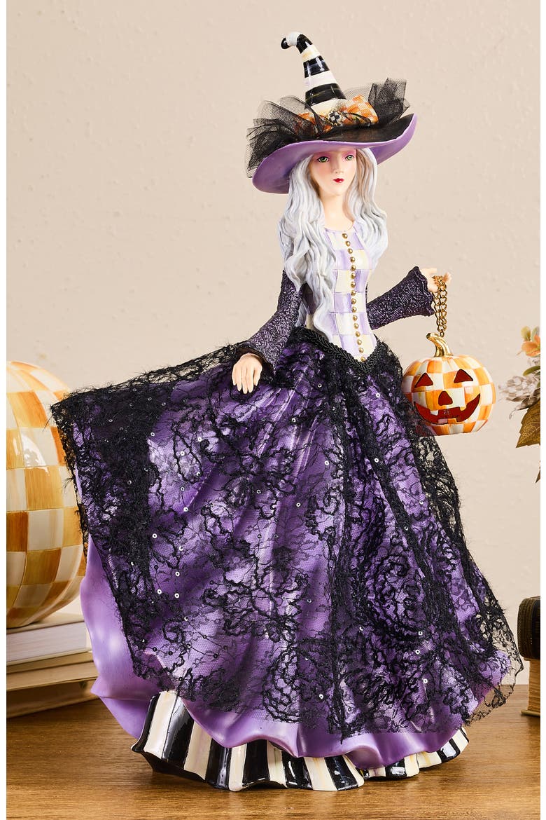 Pumpkin Belle Illuminated Witch Ornament, Alternate, color, BLACK