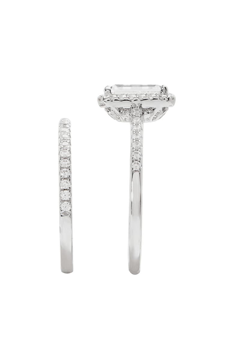 Lafonn Emerald Cut Halo Engagement Ring & Wedding Band Set, Alternate, color,