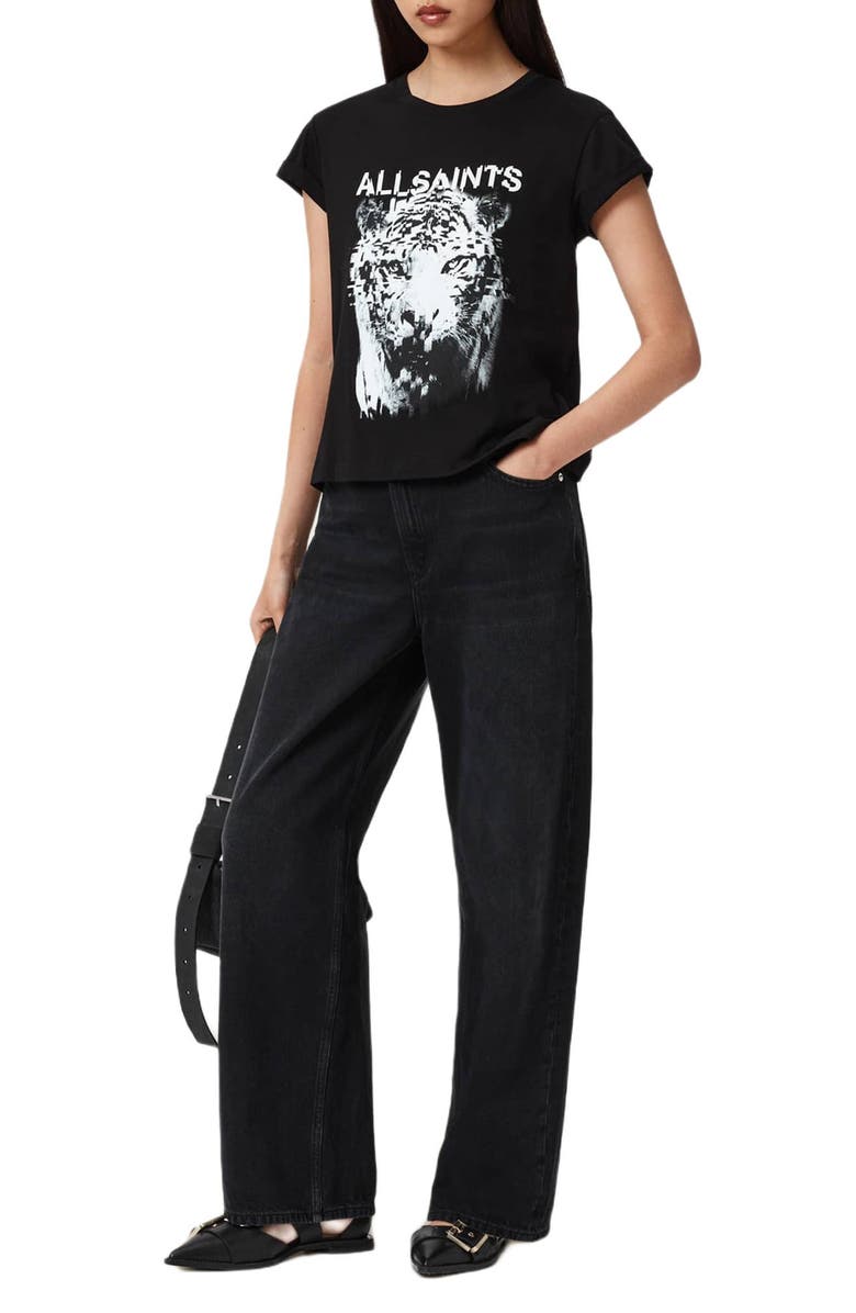 AllSaints Static Anna Cotton Graphic T-Shirt, Alternate, color, Black