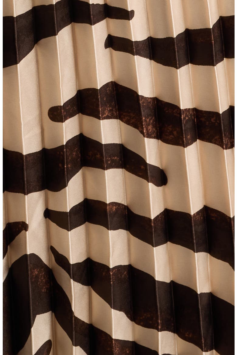 Zebra Print Long Sleeve Pleated Maxi Shirtdress, Alternate, color, BROWN