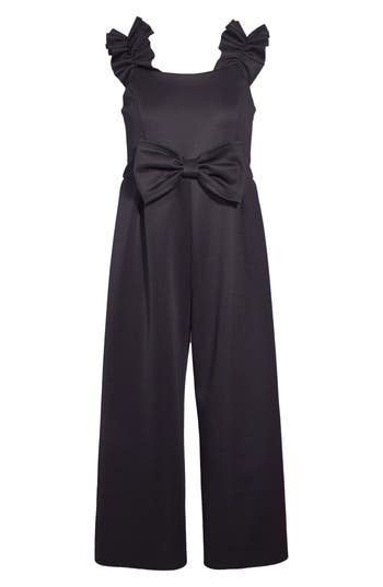 Iris & Ivy Kids' Shirred Jumpsuit In Black