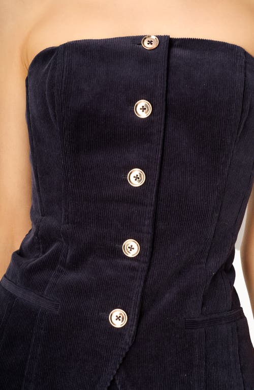 Cami Nyc Iman Stretch Cotton Corduroy Strapless Top In Blue