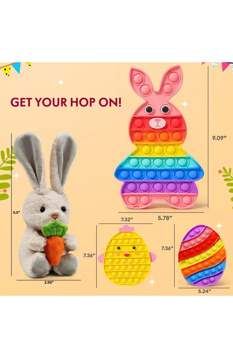 Sperric Plush Bunny with Carrot and Easter Pop It Toy Set, Alternate, color,
