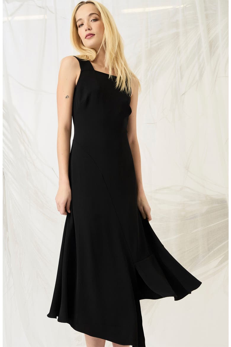 Asymmetric Sleeveless Midi Dress, Alternate, color, METEORITE