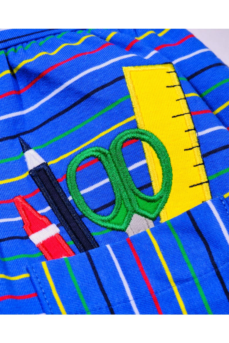 Stripe Knit Dress With School Supplies, Alternate, color, Royal Multicolor