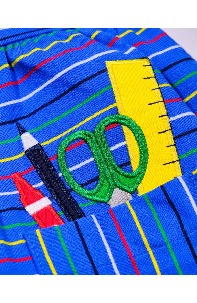 Florence Eiseman Stripe Knit Dress With School Supplies, Alternate, color, Royal Multicolor