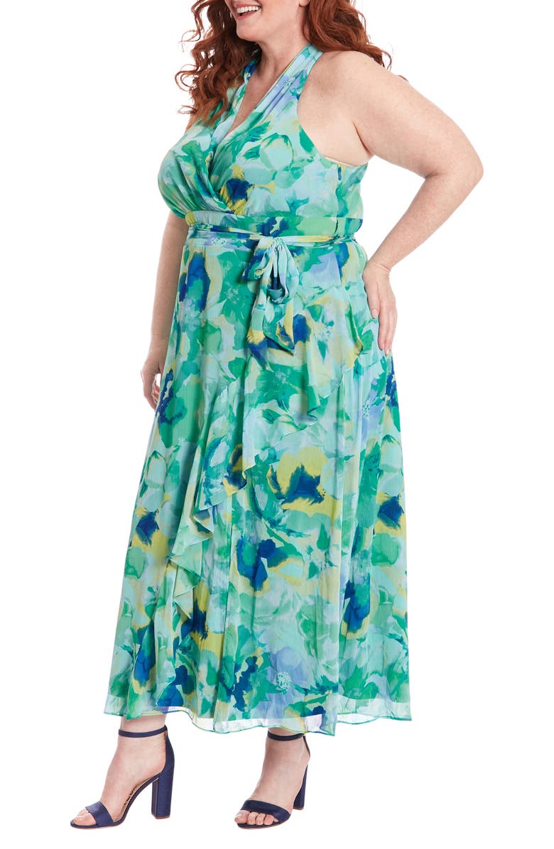 London Times Floral Sleeveless Chiffon Maxi Dress, Alternate, color, 