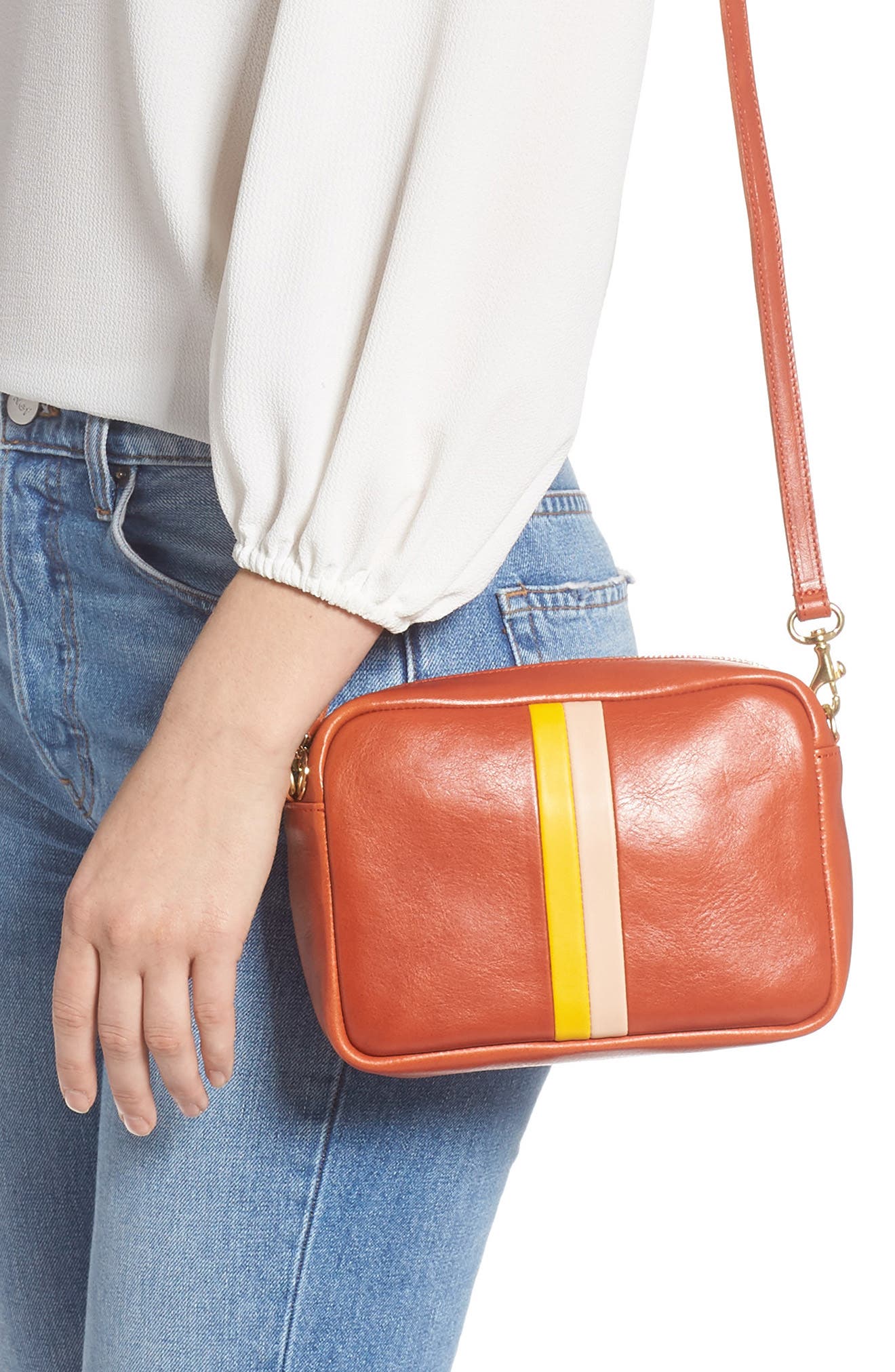 Clare V. Midi Leather Crossbody Bag, Alternate, color, 