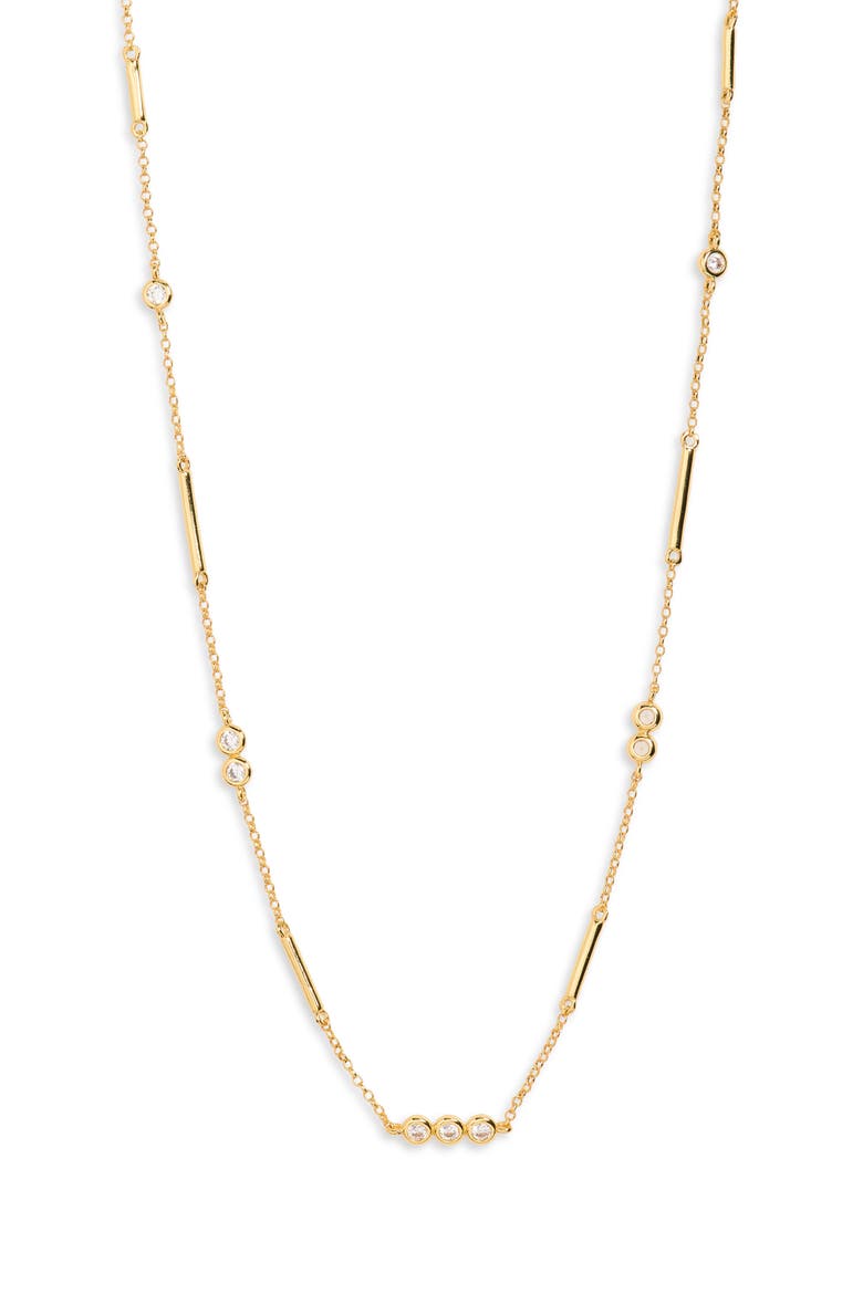Kylie Cubic Zirconia Chain Necklace, Main, color, GOLD