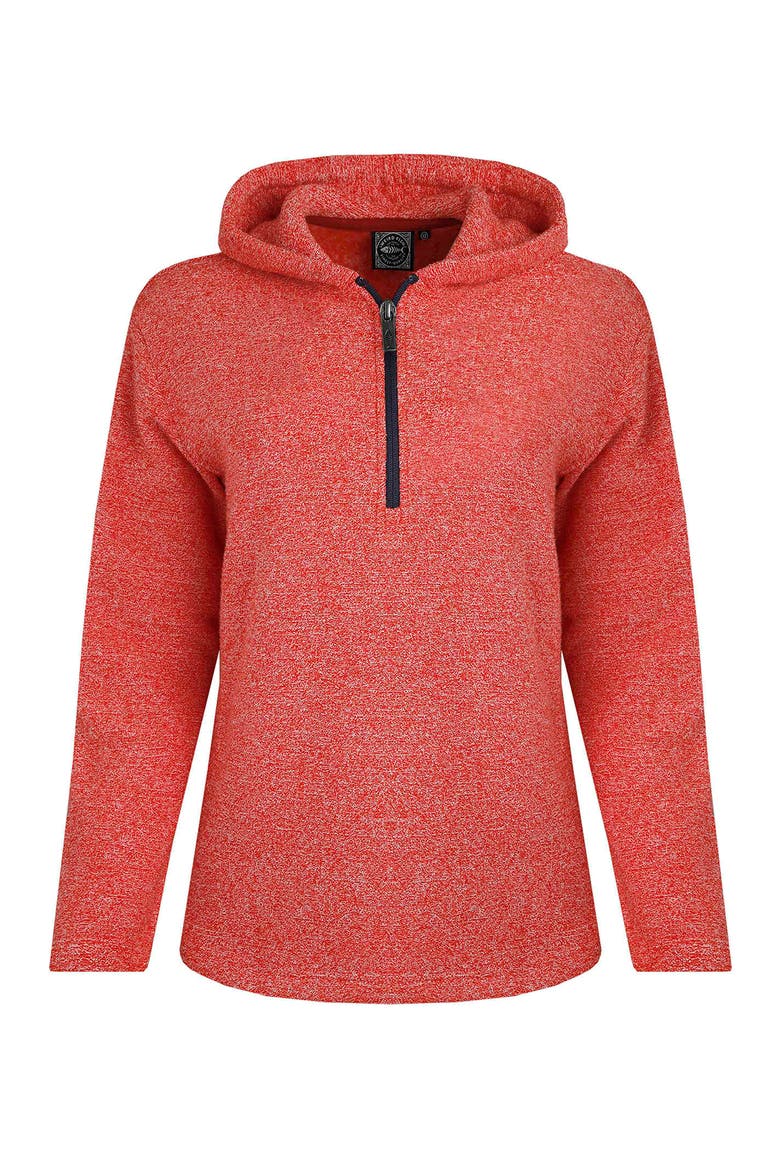 Alisa 1/4 Zip Snow Marl Fleece Hoodie, Alternate, color, Tango Red