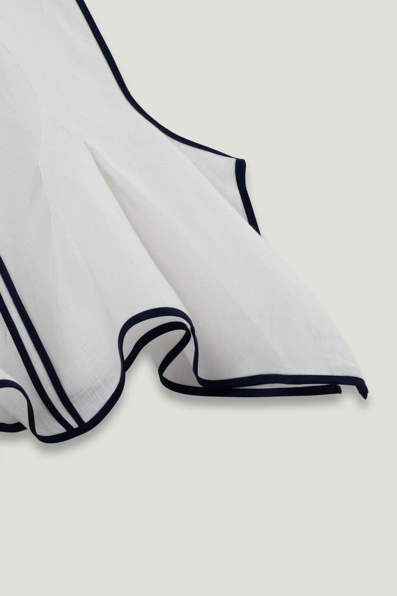 Contrast Trim Peplum Top, Alternate, color, Ivory