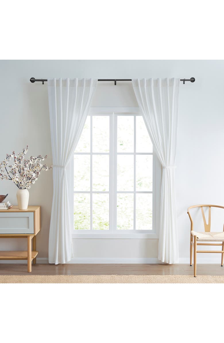 DKNY Wade Adjustable Curtain Rod & Finial Set, Alternate, color, Black