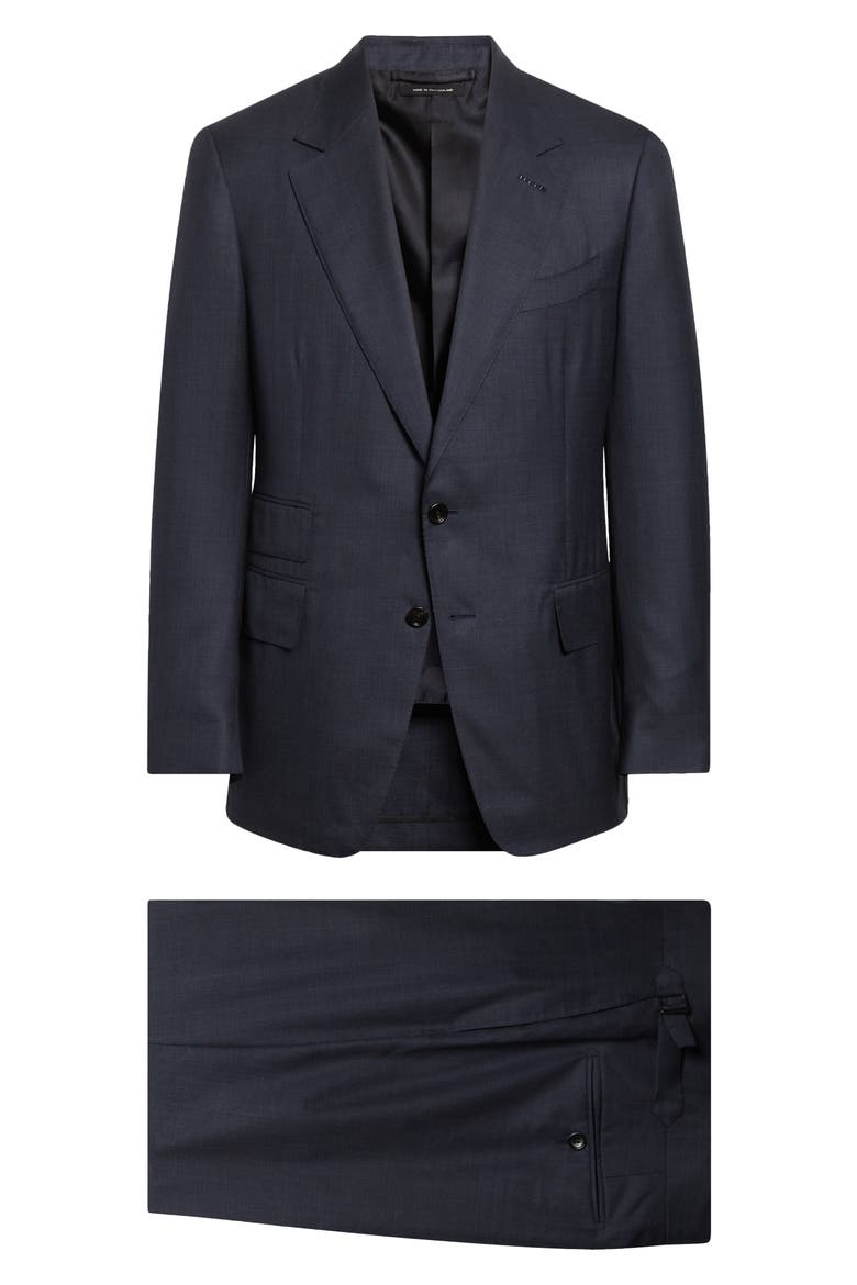 Shelton Shadow Windowpane Check Wool & Silk Suit, Main, color, NAVY