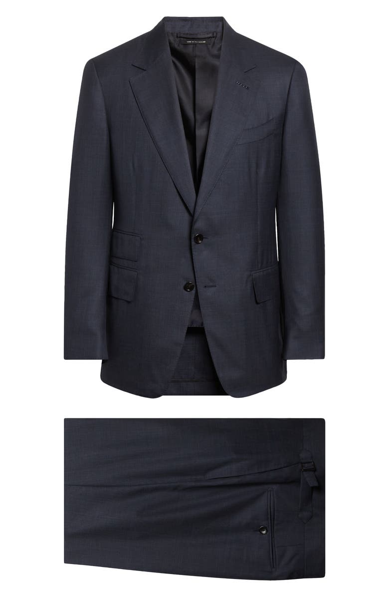 TOM FORD Shelton Shadow Windowpane Check Wool & Silk Suit, Main, color, Navy