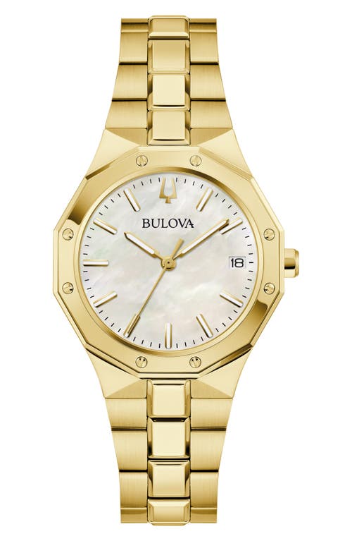 Bulova Women's Prestige Gold-tone Stainless Steel Bracelet Watch 32mm In Goldone